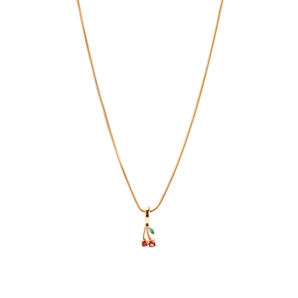 90's Cherry Aesthetic Necklace Charm on Extra Light Rope Chain
